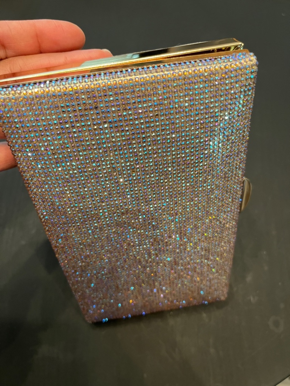 Crystal Embellished Evening Clutch - Iridescent